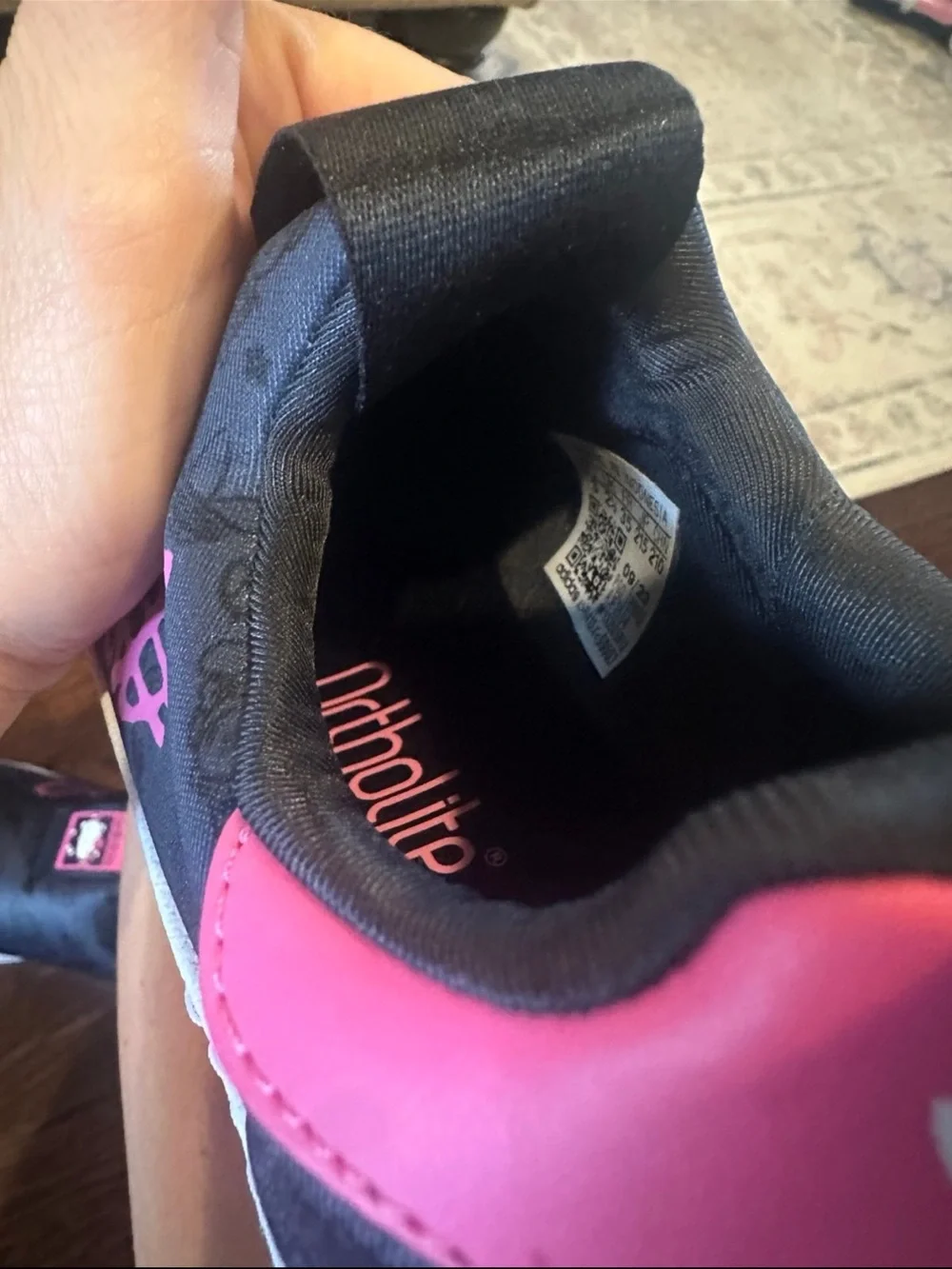 adidas Black and Pink Kids Slip-On Sneakers with White Shell Toe